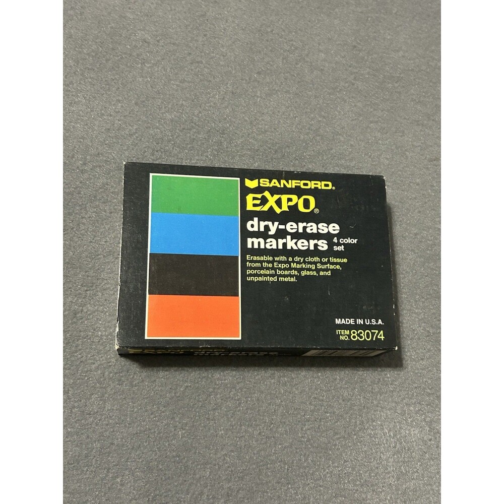 Vintage Expo Dry Erase Sanford Markers Set Chisel Tip #83074 USA 4 Colors Smelly